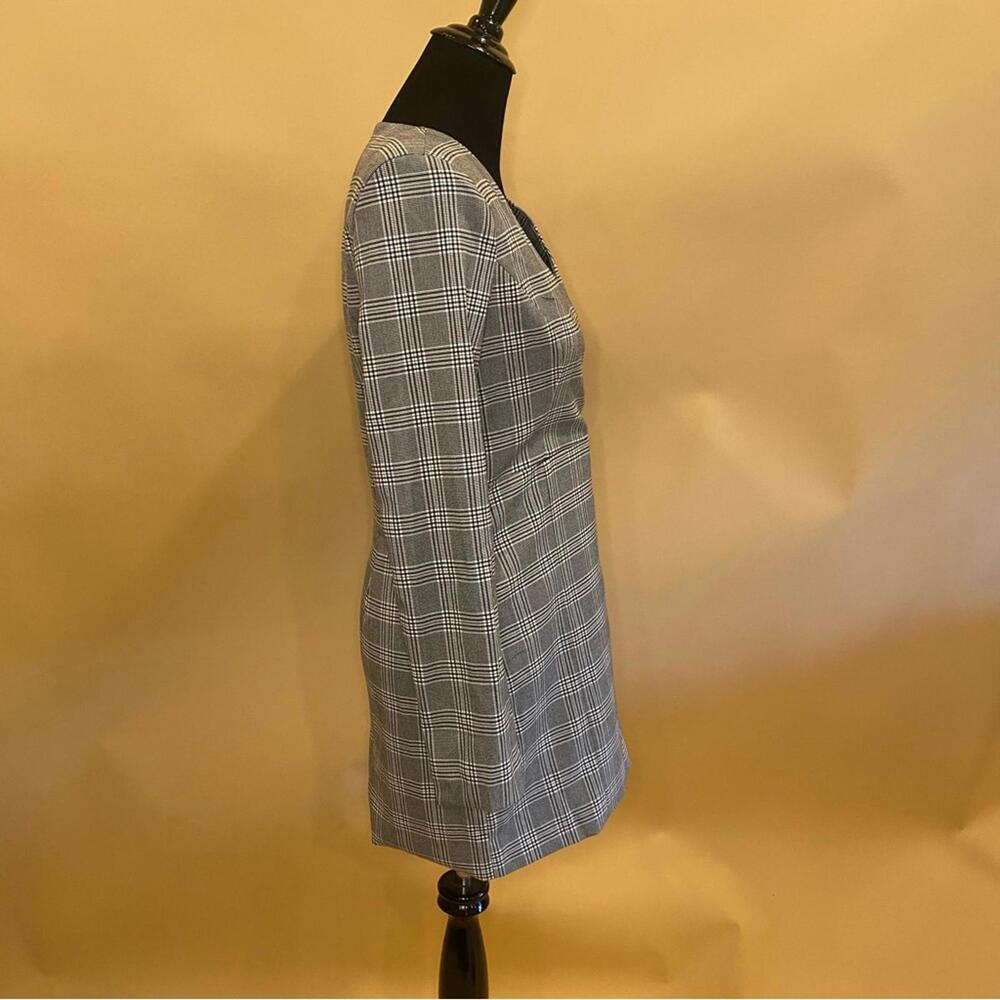 Zara Plaid Blazer Mini Dress Jeweled Buttons Long Sleeve Size S NWT - Picture 10 of 12
